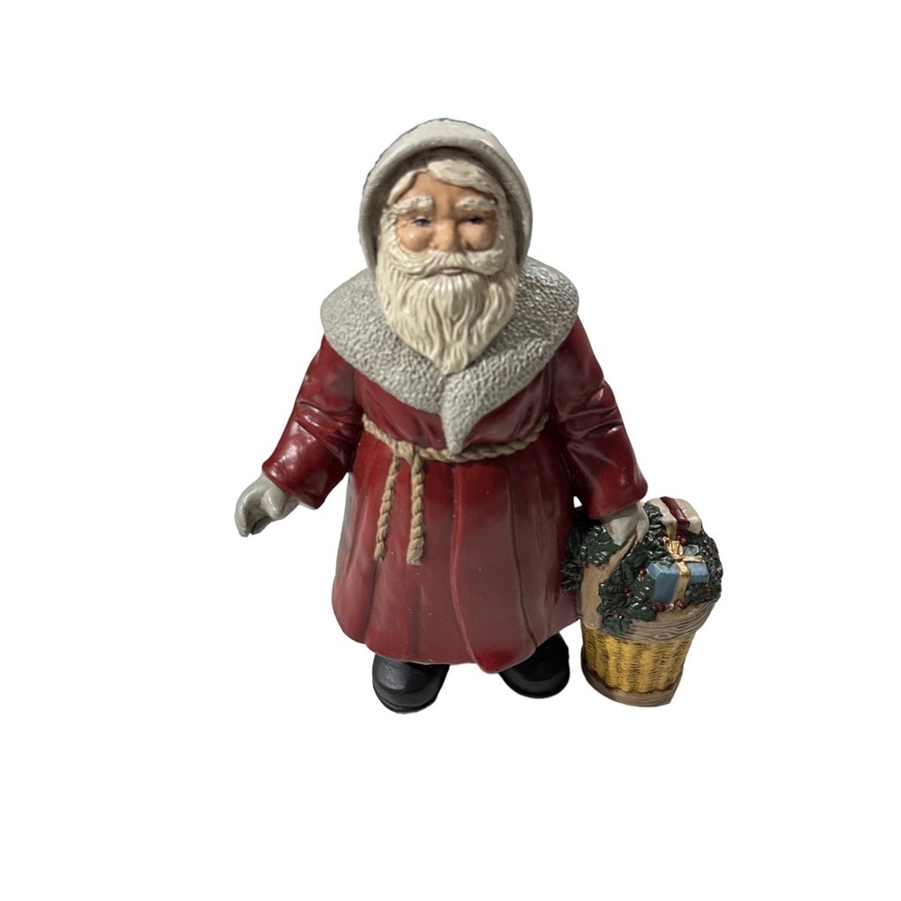Ceramic Old World Santa Claus Christmas Holiday  Collectible Presents Basket 9”